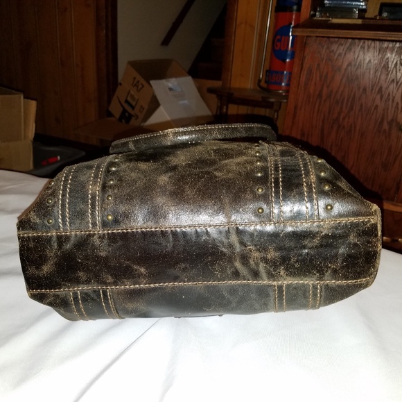 FRYE XL PHOENIX DECO STUDDED CHOCOLATE TOTE - Picture 12 of 14